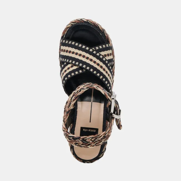 Sandals Women Dolce Vita Grayce Heels Black Multi Woven