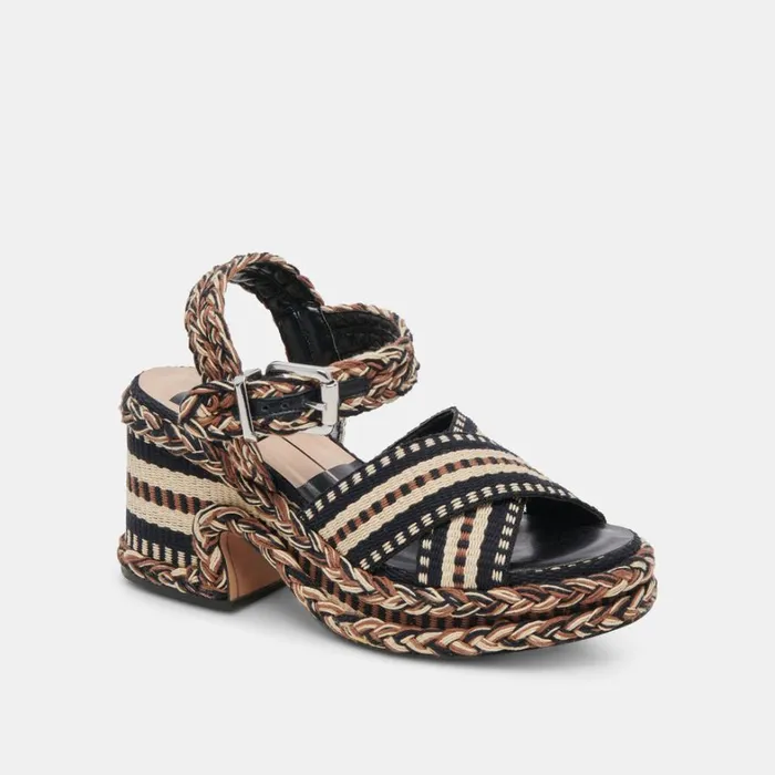 Sandals Women Dolce Vita Grayce Heels Black Multi Woven