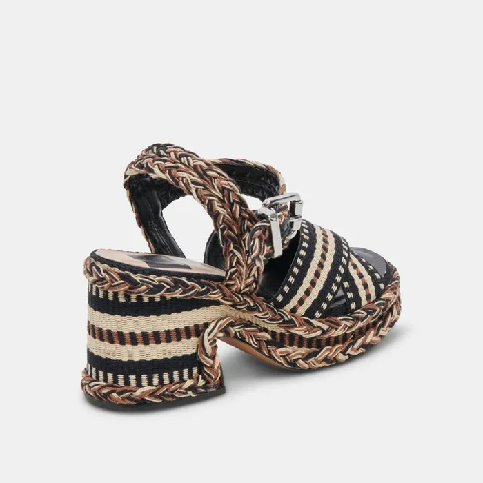 Sandals Women Dolce Vita Grayce Heels Black Multi Woven