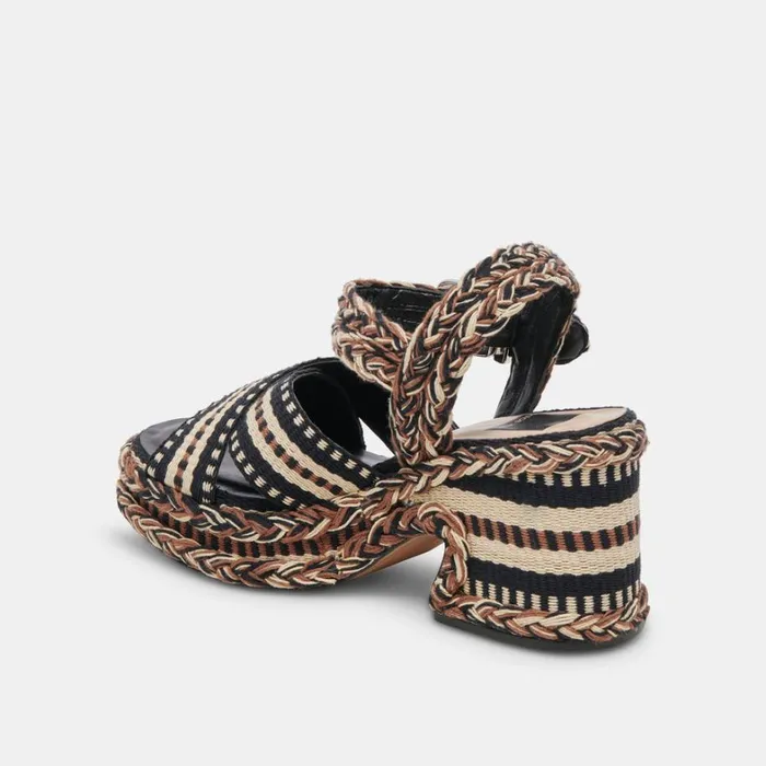 Sandals Women Dolce Vita Grayce Heels Black Multi Woven