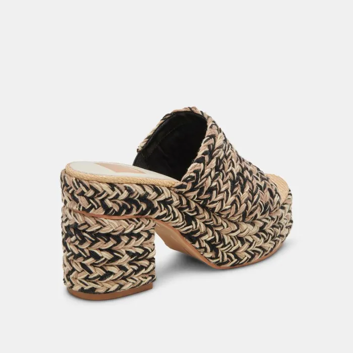 Sandals Women Dolce Vita Lady Heels Black Multi Woven