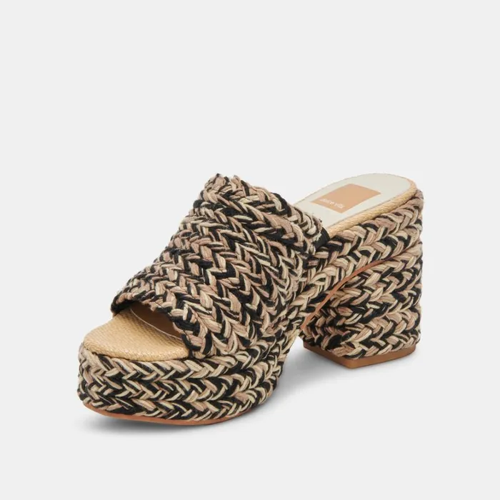 Sandals Women Dolce Vita Lady Heels Black Multi Woven