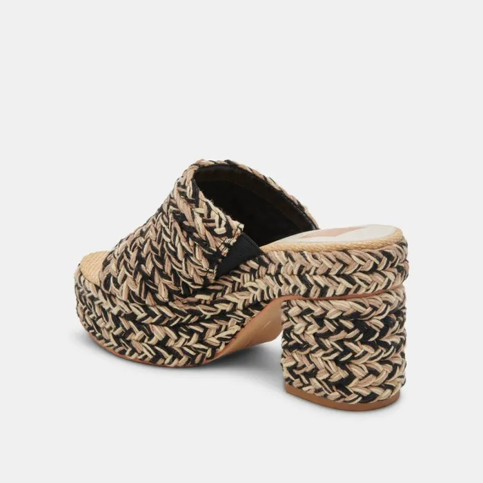 Sandals Women Dolce Vita Lady Heels Black Multi Woven