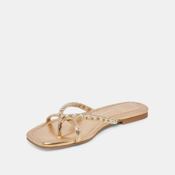 Sandals Women Dolce Vita Lucca Pearl Sandals Gold Pearls