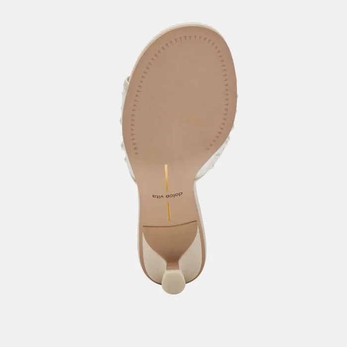 Sandals Women Dolce Vita Meeza Pearl Heels Ivory Mesh