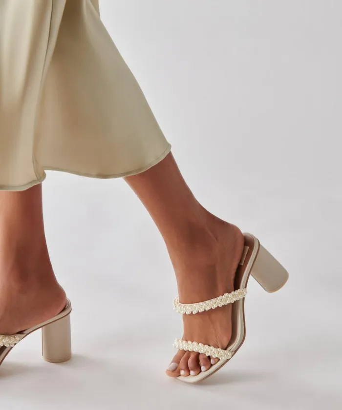 Sandals Women Dolce Vita Noel Heels Vanilla Pearls