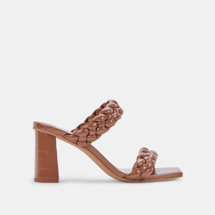 Sandals Women Dolce Vita Paily Heels Taupe Patent Stella