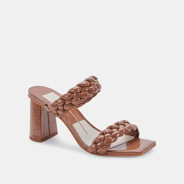Sandals Women Dolce Vita Paily Heels Taupe Patent Stella
