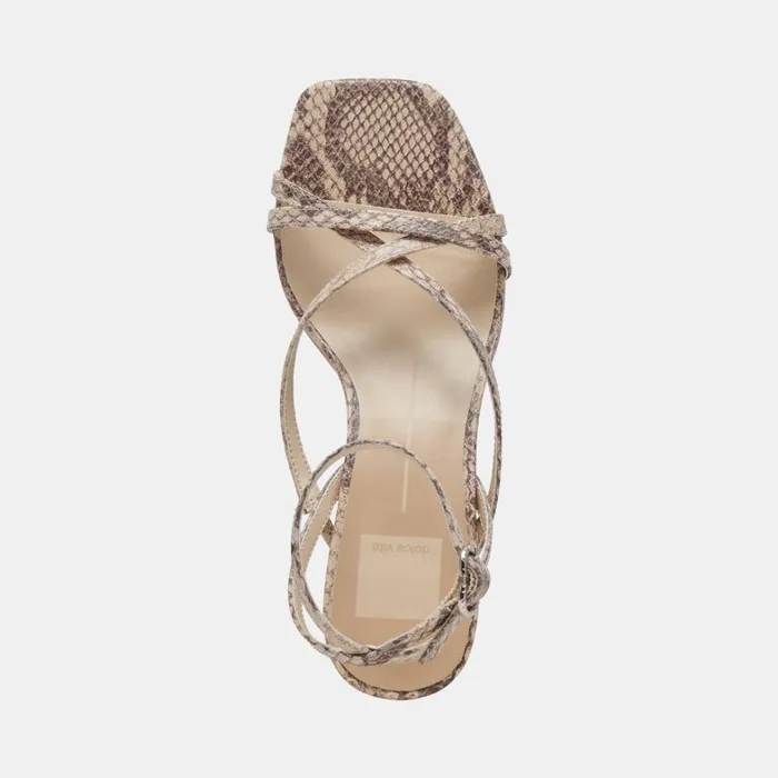 Sandals Women Dolce Vita Zamal Heels Sand Snake Embossed