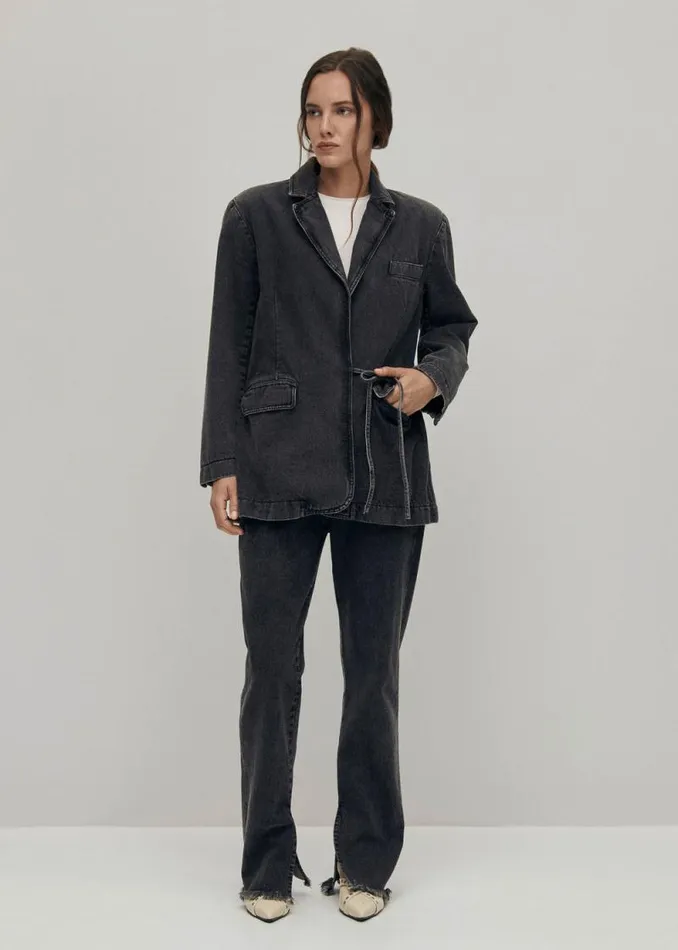 Sandra Black Denim Jacket Women ALOHAS Denim