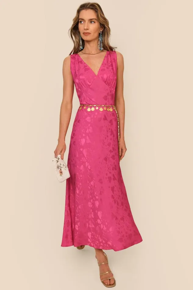 Sandrine Leaf Heart Pink Women RIXO Dresses