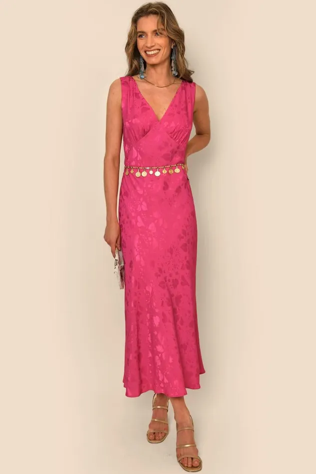Sandrine Leaf Heart Pink Women RIXO Dresses Sandrine Leaf Heart Pink Women RIXO Dresses