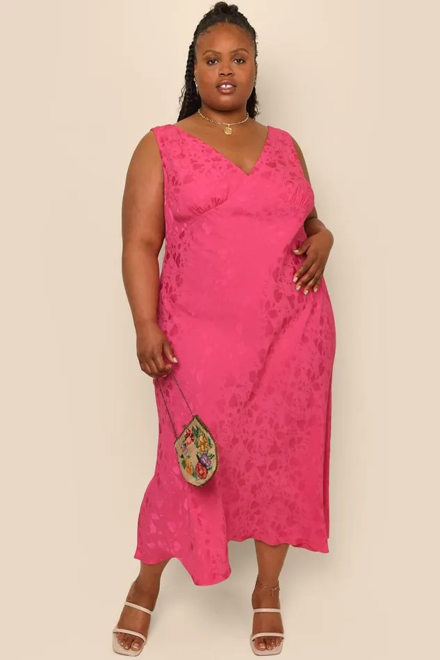 Sandrine Leaf Heart Pink Women RIXO Dresses Sandrine Leaf Heart Pink Women RIXO Dresses