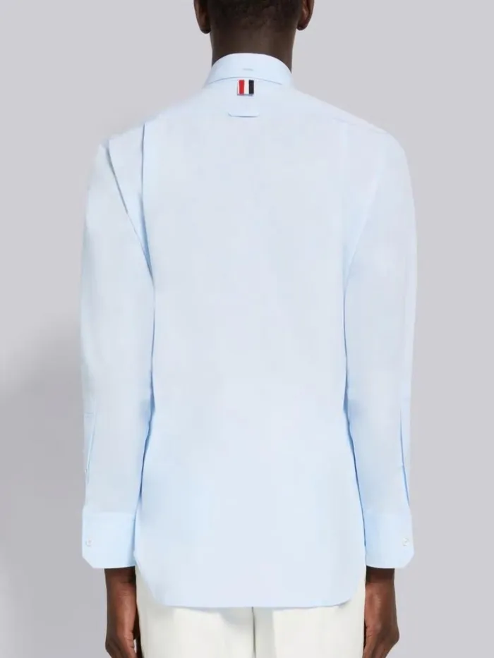 Satin Stitch Floral Applique Classic Fit Shirt Light Blue Men Thom Browne Shirting