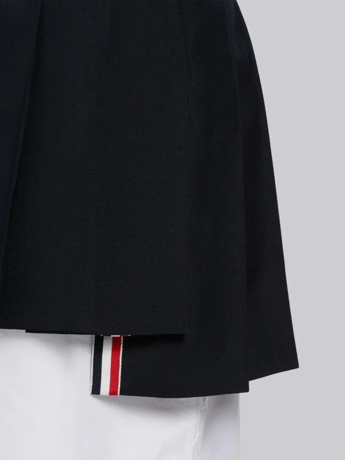 School Uniform Plain Weave Grosgrain Stripe Dropped Back Pleated Mini Skirt Navy Women Thom Browne Skirts