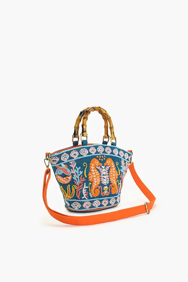 Sea Horse Teal Top Handle Bag Sea Horse Teal Top Handle Bag