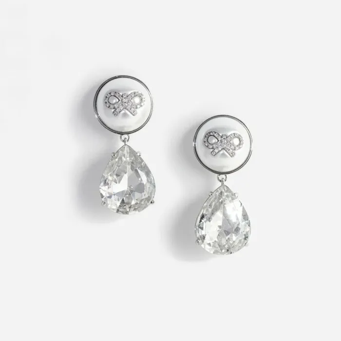 Self Portrait Accessories Bow Pearl Crystal Droplet Earrings 8211 Women