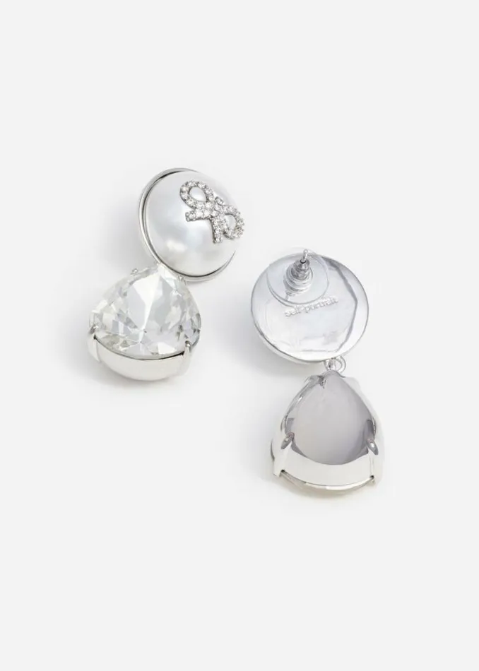 Self Portrait Accessories Bow Pearl Crystal Droplet Earrings 8211 Women