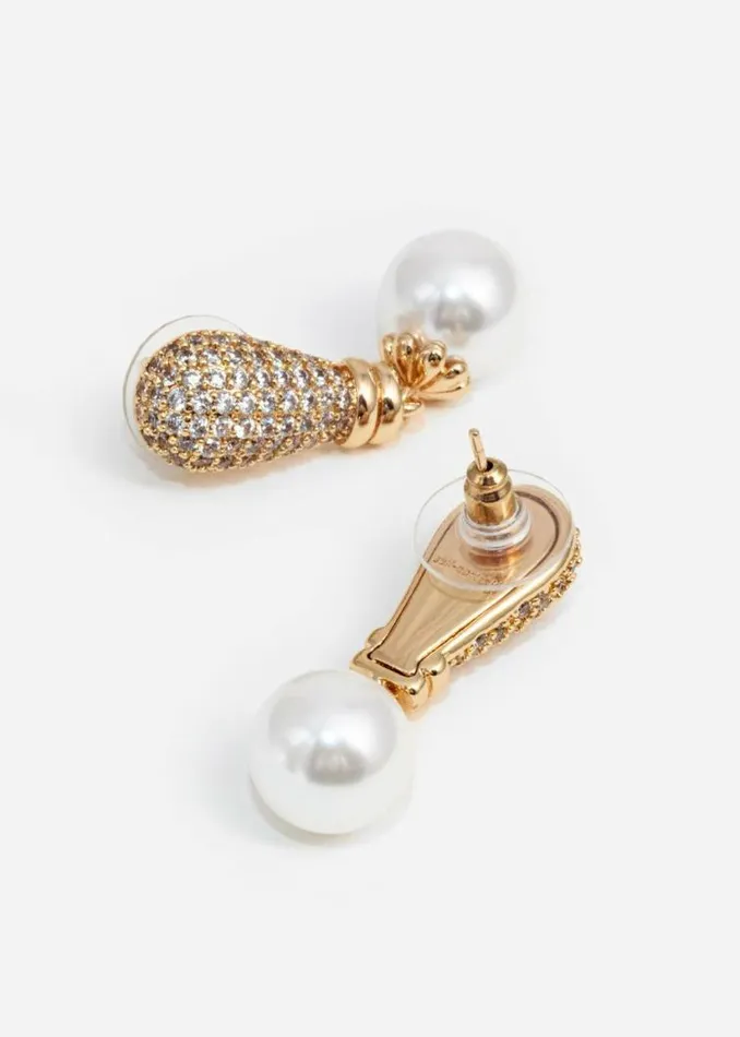 Self Portrait Accessories Gold Crystal Pearl Earrings 8211 Women