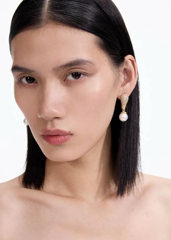 Self Portrait Accessories Gold Crystal Pearl Earrings 8211 Women