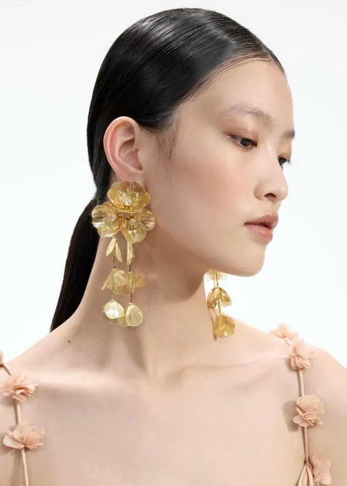 Self Portrait Accessories Gold Floral Earrings 8211 Women