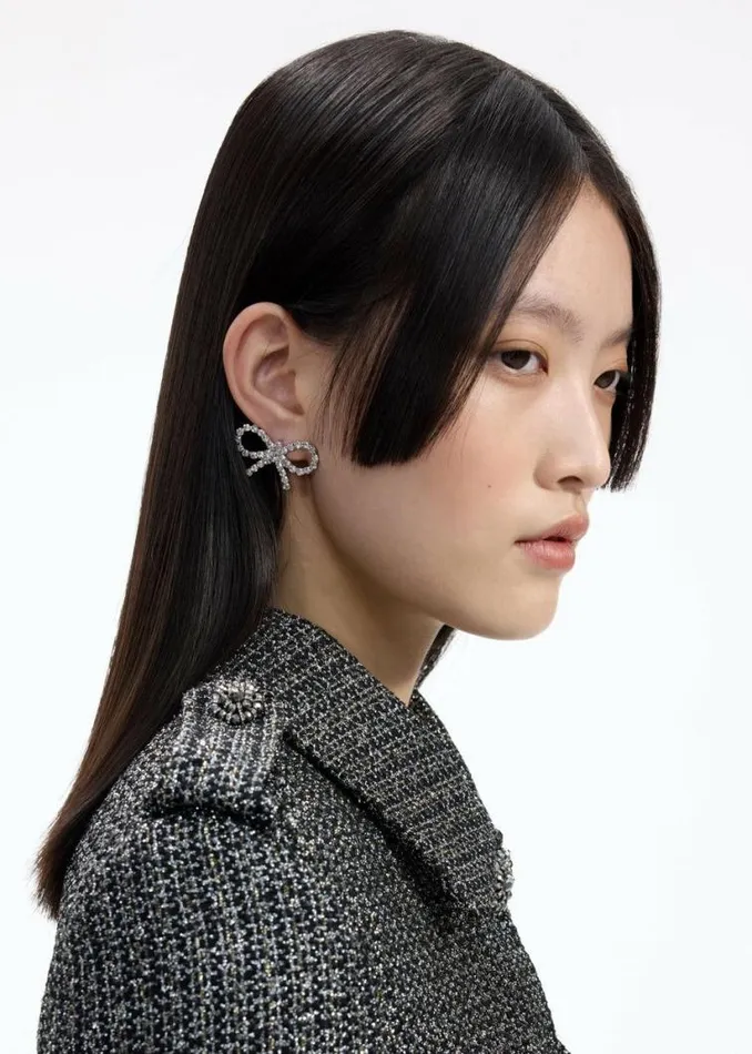Self Portrait Accessories Mini Bow Crystal Earrings 8211 Women