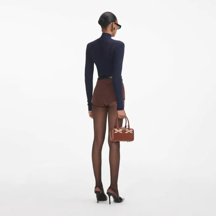 Self Portrait Bottoms Brown Stretch Crepe Shorts 8211 Women