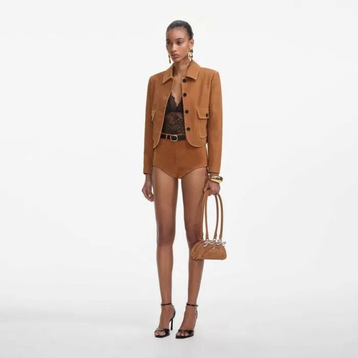 Self Portrait Bottoms Brown Suede Shorts 8211 Women