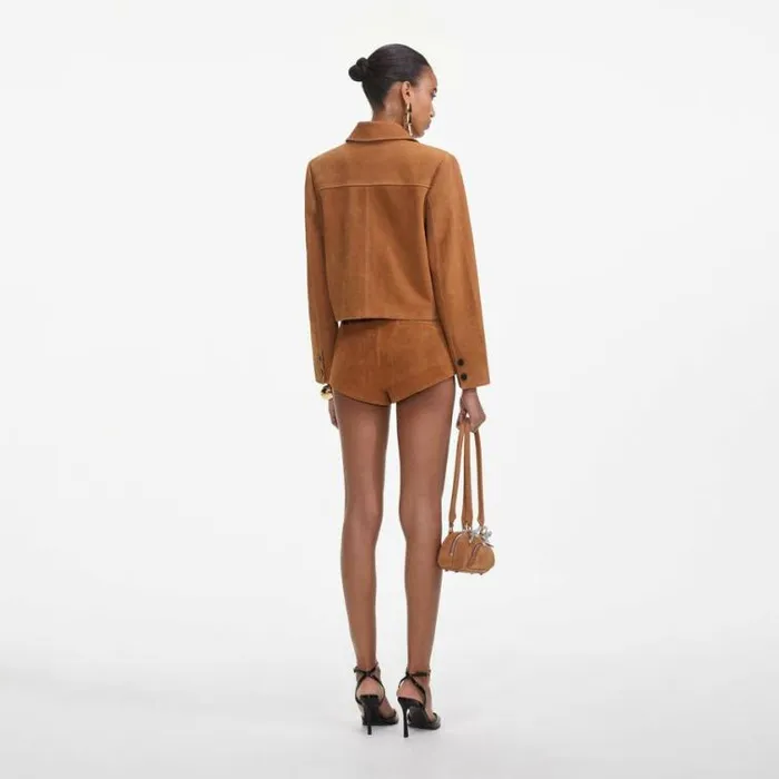 Self Portrait Bottoms Brown Suede Shorts 8211 Women
