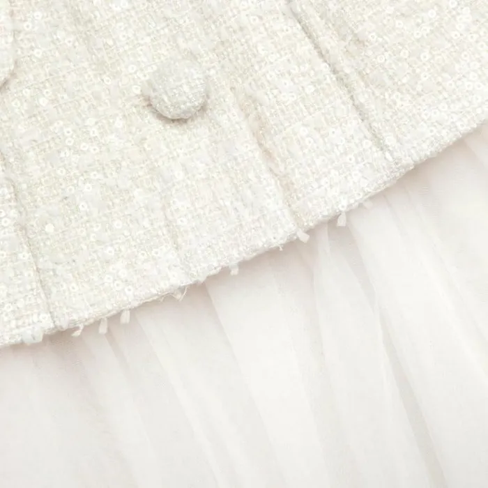Self Portrait Bridal Cream Boucle Tulle Midi Dress 8211 Women