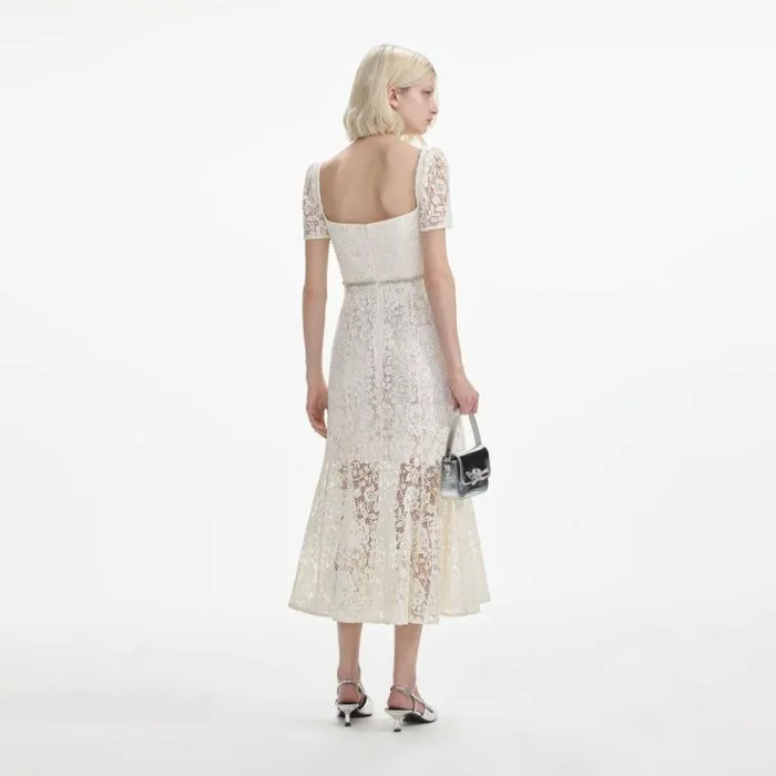 Self Portrait Bridal Cream Lace Diamante Bow Midi Dress 8211 Women Self Portrait Bridal Cream Lace Diamante Bow Midi Dress 8211 Women