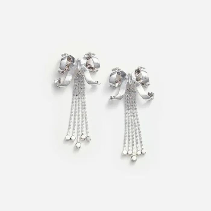Self Portrait Bridal Large Crystal Bow Droplet Earrings 8211 Women