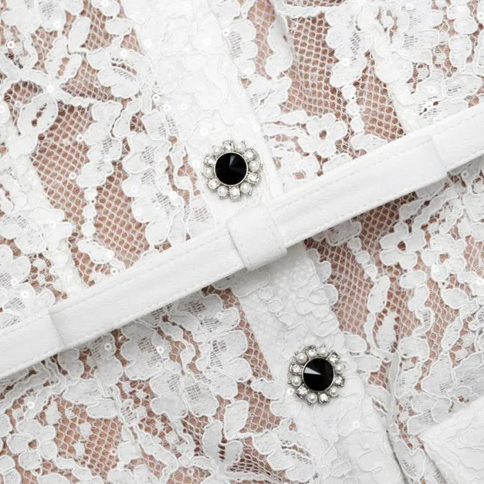 Self Portrait Bridal White Lace Button Midi Dress 8211 Women