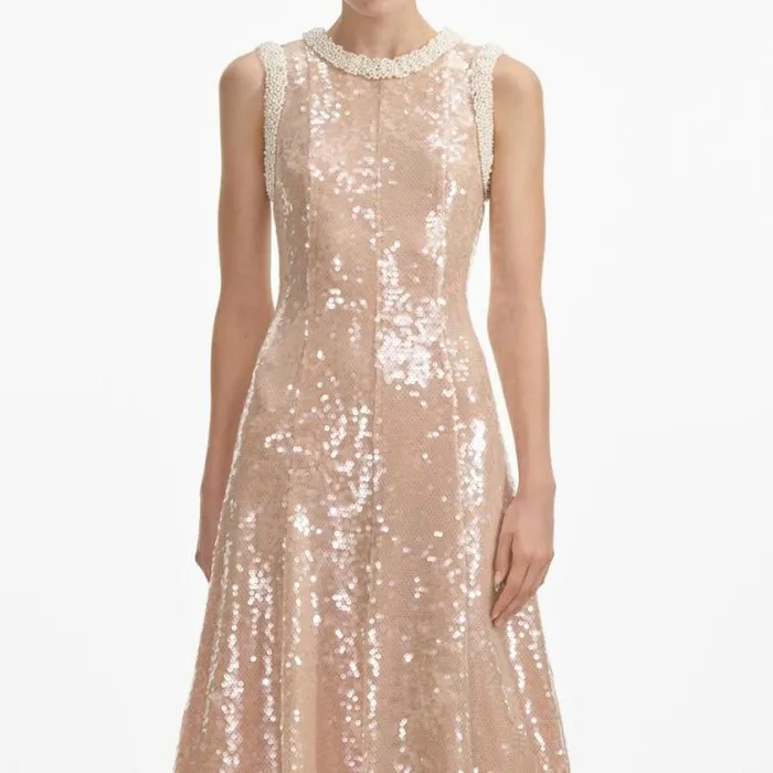 Self Portrait Bridesmaid Sequin Pearl Trim Midi Dress 8211 Women