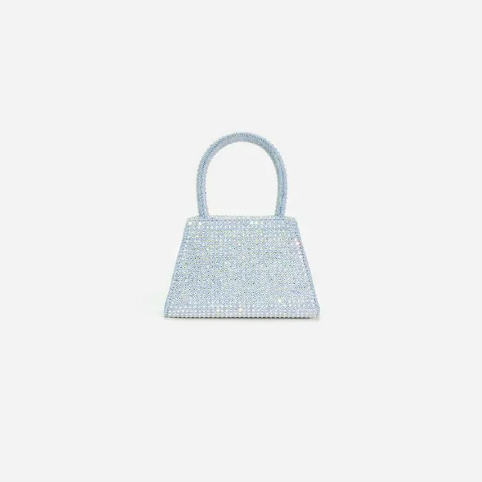 Self Portrait Denim Blue Rhinestone Denim Micro Bow Bag 8211 Women