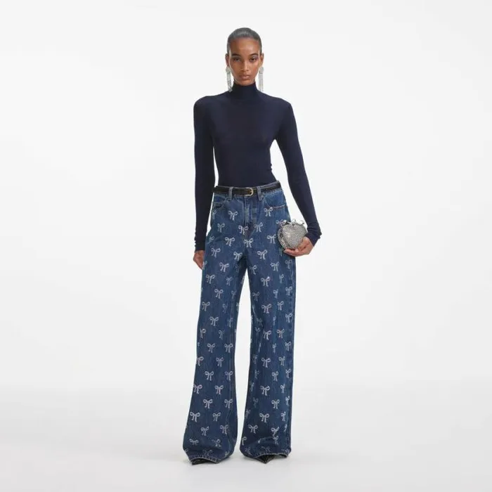 Self Portrait Denim Rhinestone Bow Denim Jeans 8211 Women