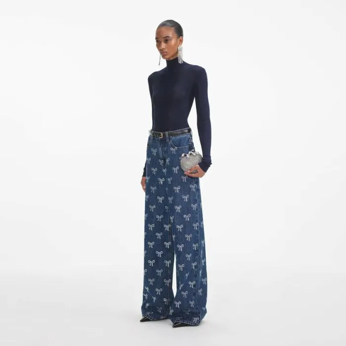 Self Portrait Denim Rhinestone Bow Denim Jeans 8211 Women