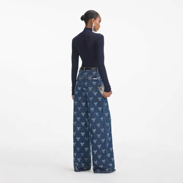 Self Portrait Denim Rhinestone Bow Denim Jeans 8211 Women