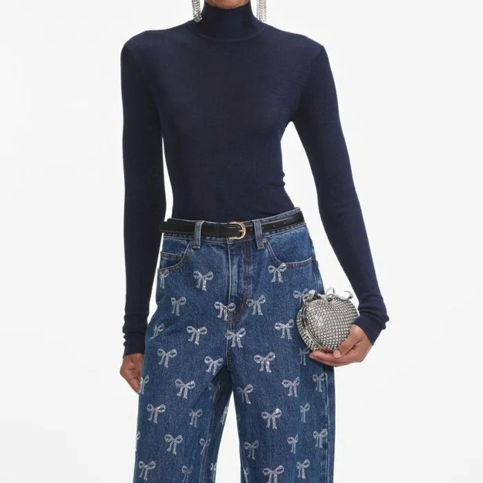 Self Portrait Denim Rhinestone Bow Denim Jeans 8211 Women