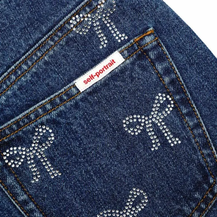 Self Portrait Denim Rhinestone Bow Denim Jeans 8211 Women
