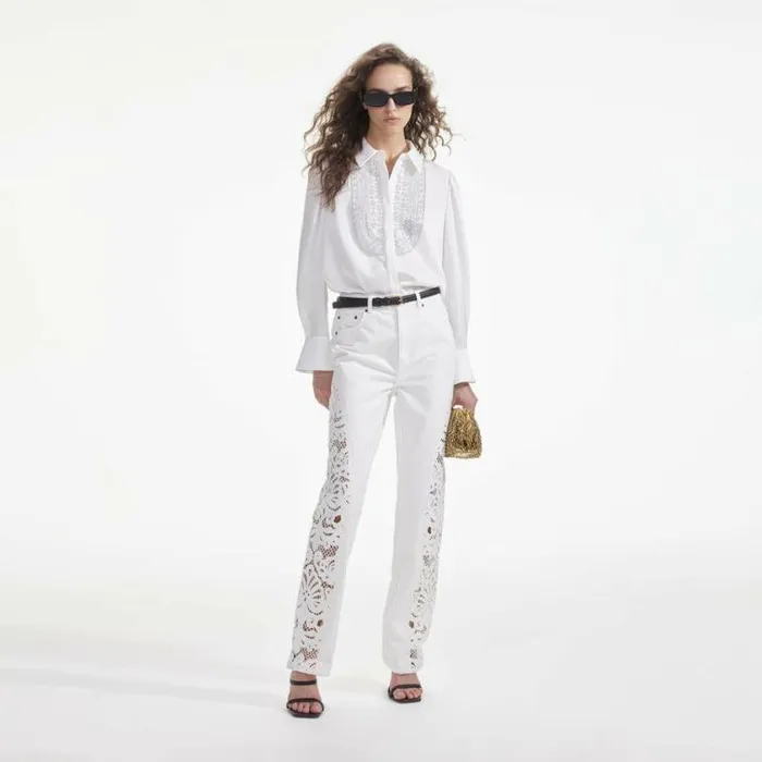 Self Portrait Denim White Cutwork Denim Jeans 8211 Women