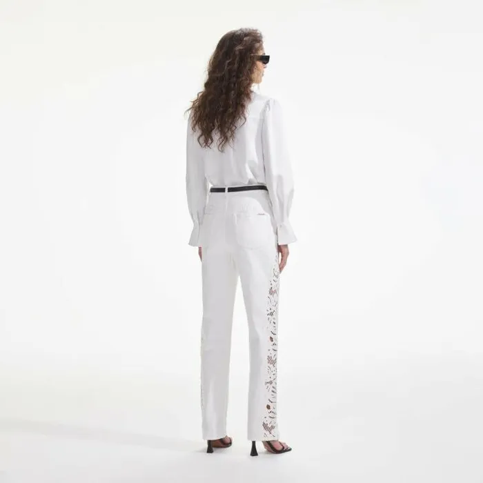 Self Portrait Denim White Cutwork Denim Jeans 8211 Women