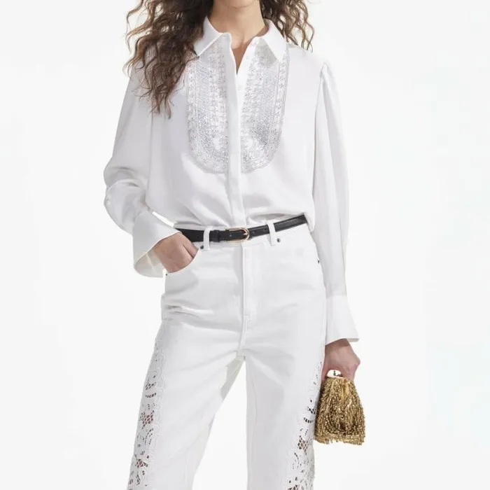 Self Portrait Denim White Cutwork Denim Jeans 8211 Women
