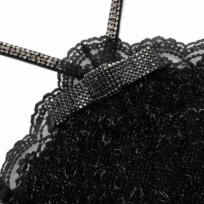 Self Portrait Dresses Black Tinsel Boucle Halter Mini Dress 8211 Women