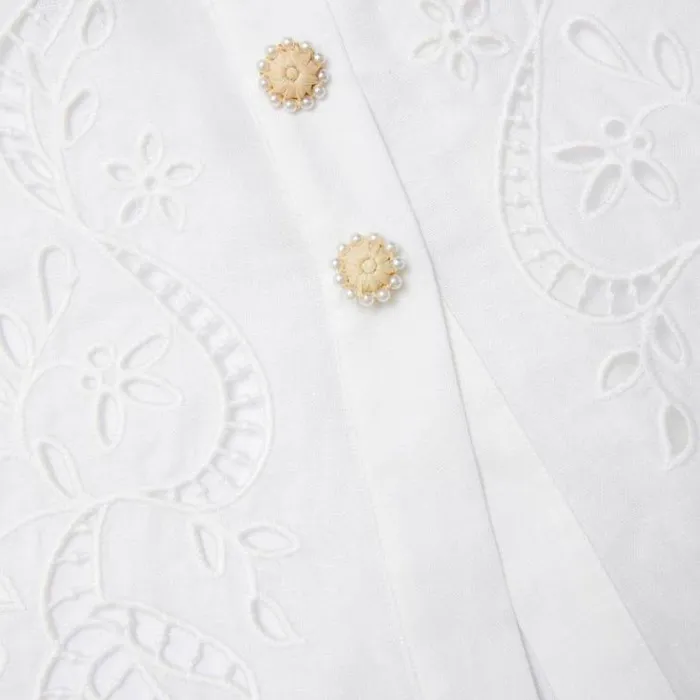 Self Portrait Dresses Cream Linen Peplum Midi Dress 8211 Women