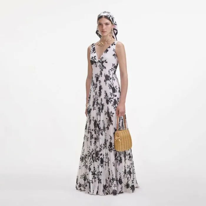 Self Portrait Dresses Floral Print Chiffon Maxi Dress 8211 Women