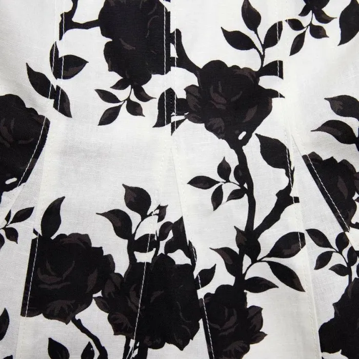 Self Portrait Dresses Floral Print Linen Midi Dress 8211 Women