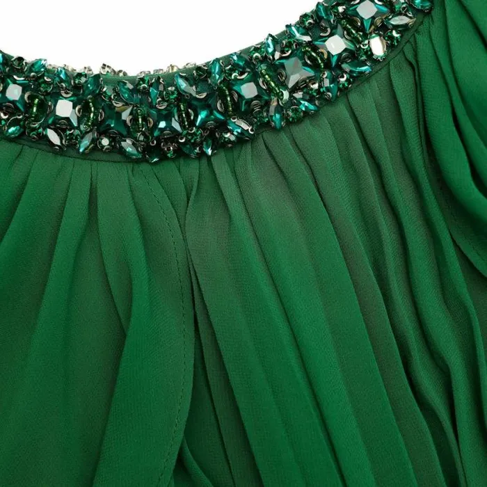 Self Portrait Dresses Green Chiffon Cape Maxi Dress 8211 Women