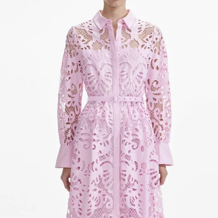 Self Portrait Dresses Pink Cotton Lace Maxi Dress 8211 Women
