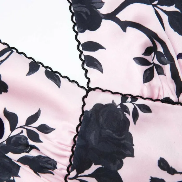 Self Portrait Dresses Pink Satin Floral Midi Dress 8211 Women